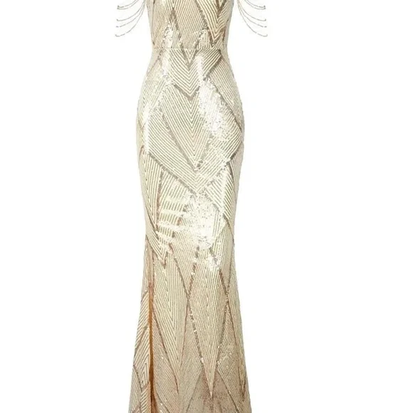 Missord - Cold Shoulder Beads Chain Cocktail Dress M01081 - Picture 6 of 6